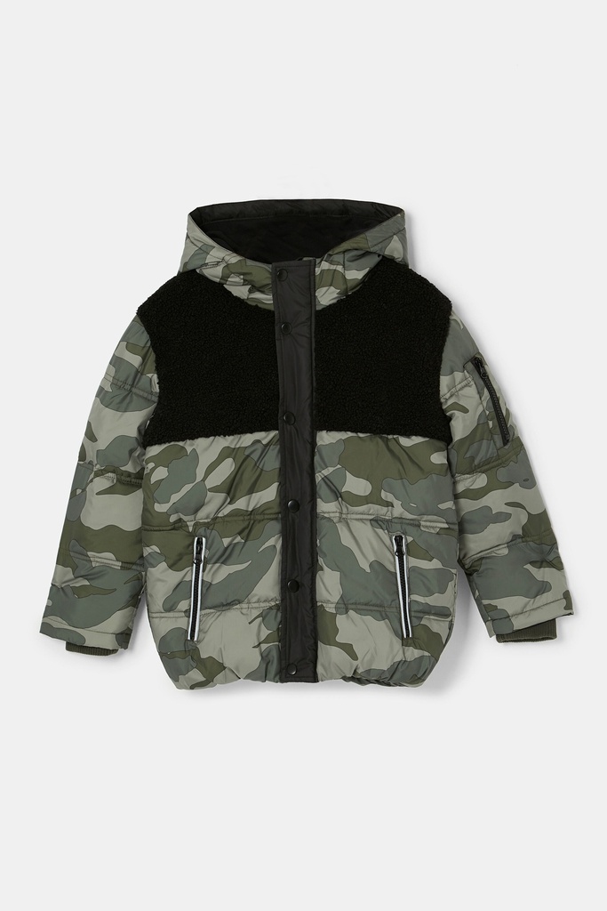 Chaqueta acolchada capucha camuflaje