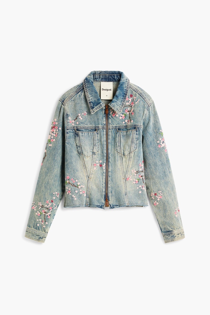 CHAQ_FLOWER_COAT 5058 DENIM BLEACH