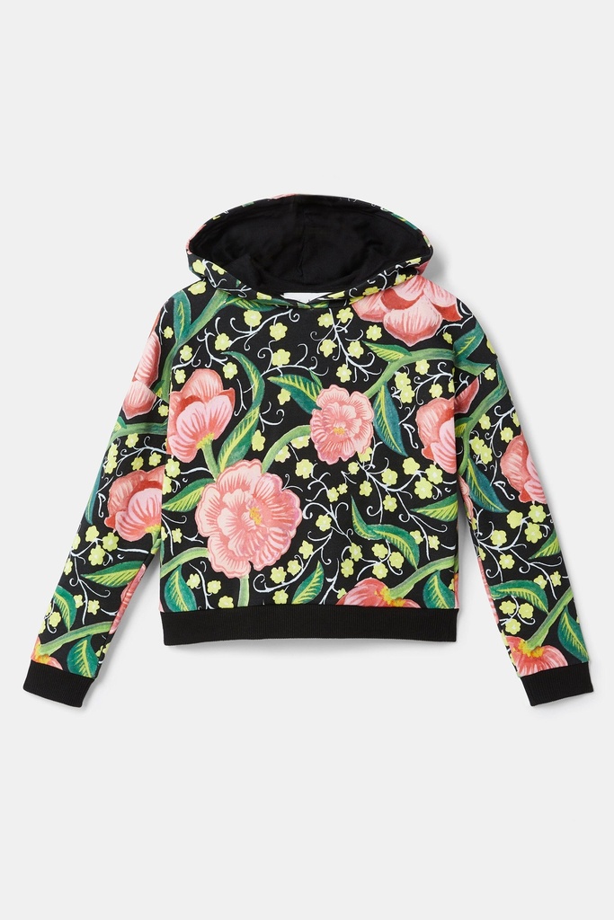 Sudadera capucha flores