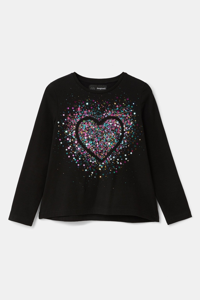 Camiseta corazón lentejuelas