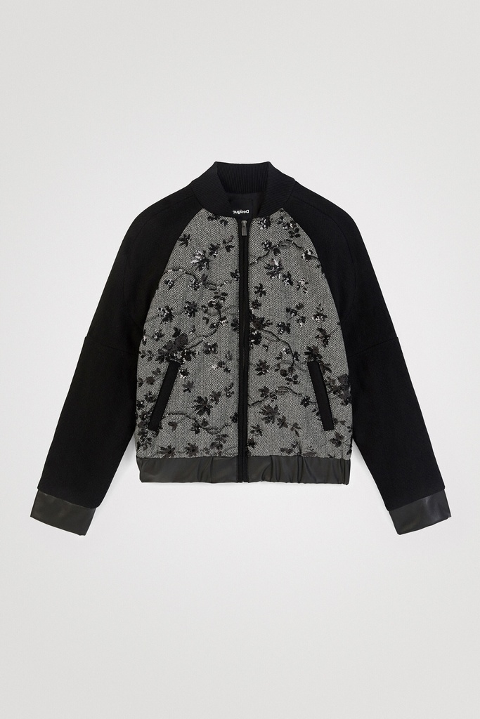 Chaqueta bomber lana bordada
