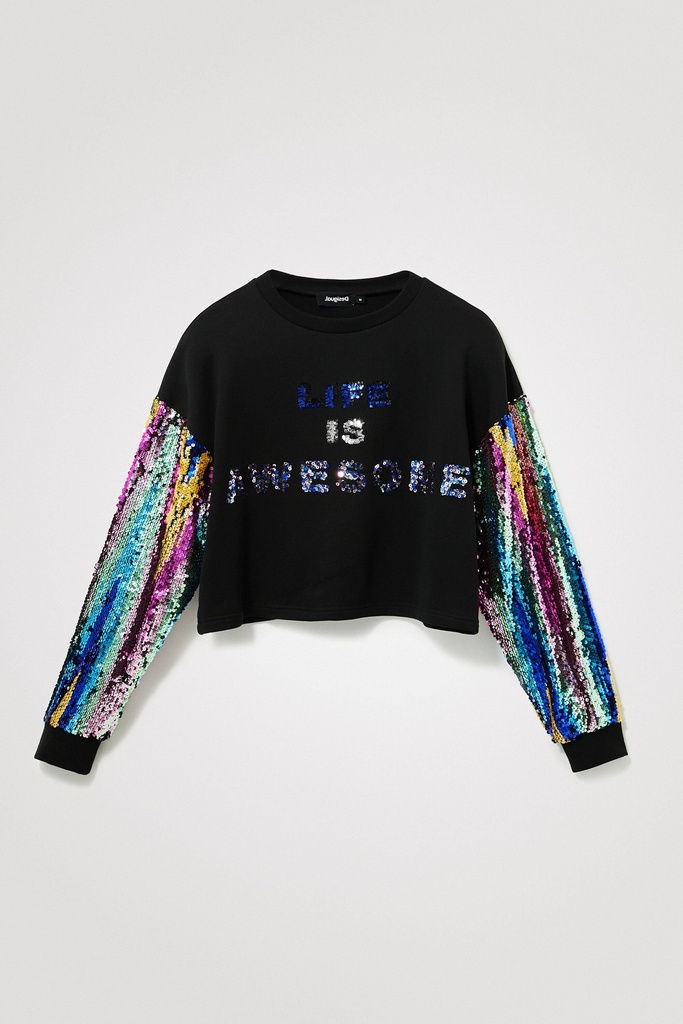Sudadera crop lentejuelas