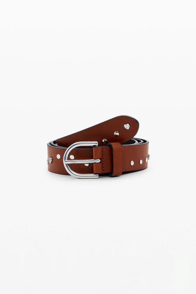 BELT_HEART STUDS 6000 MARRON