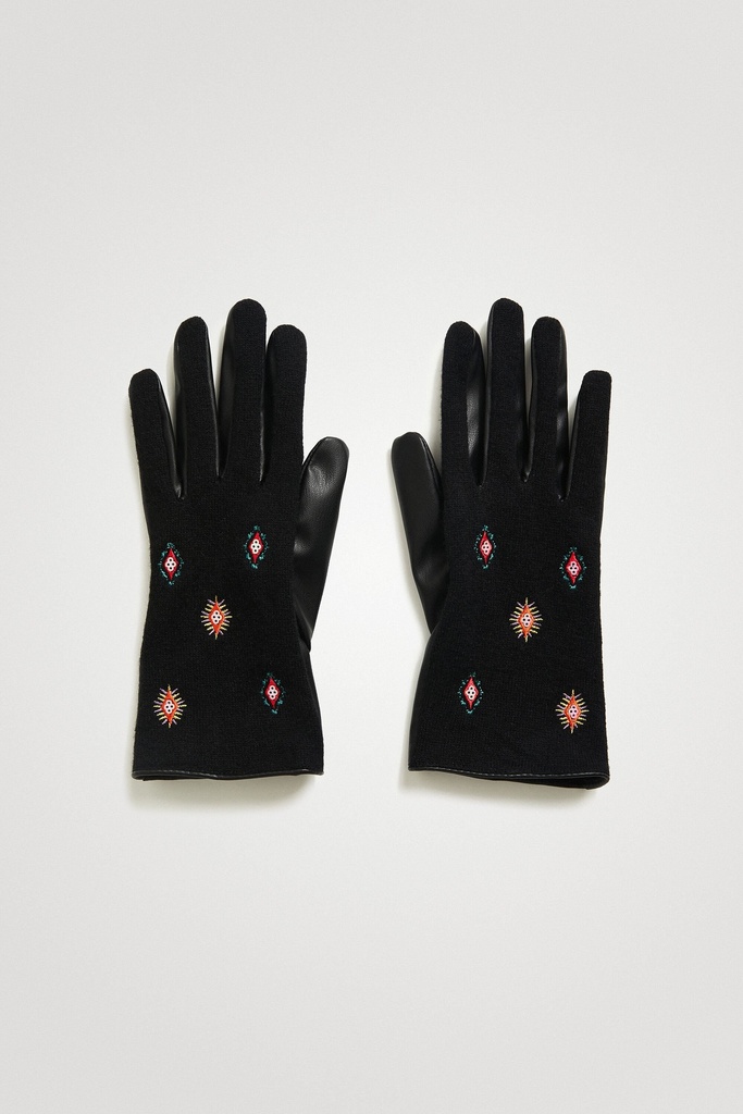 Guantes bimateria bordado