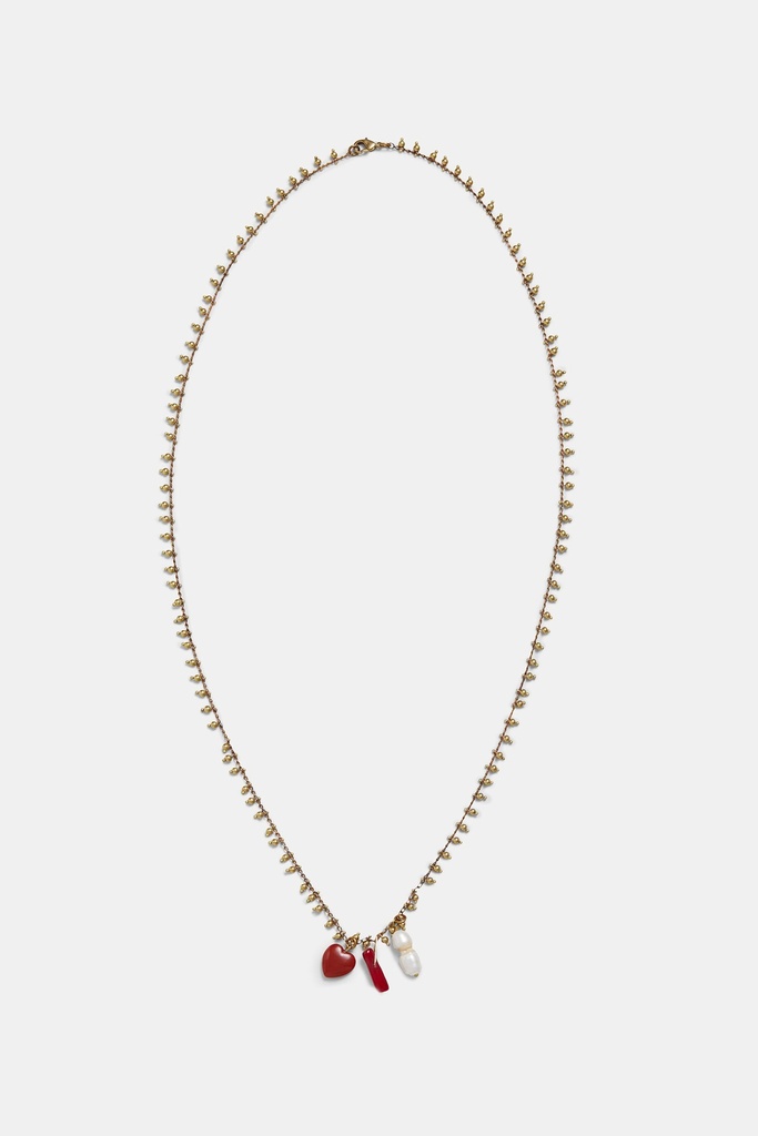 Collar largo dorado charms