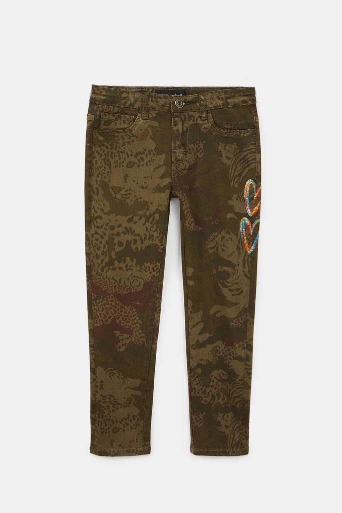 Pantalón recto estampado bordado 