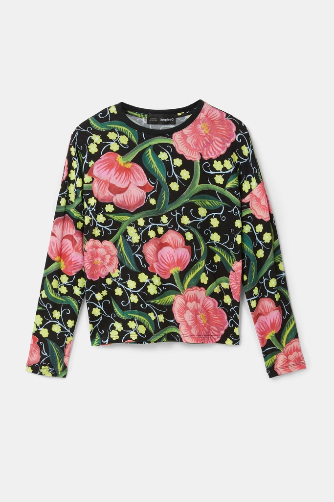 Camiseta flores manga japonesa