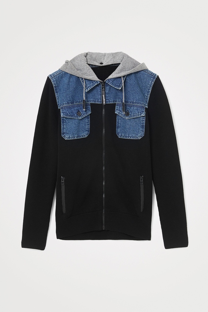 Sudadera capucha bimateria 