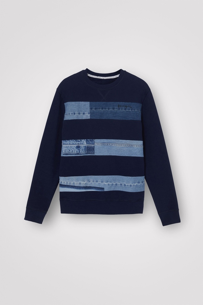 Sudadera felpa parches vaqueros