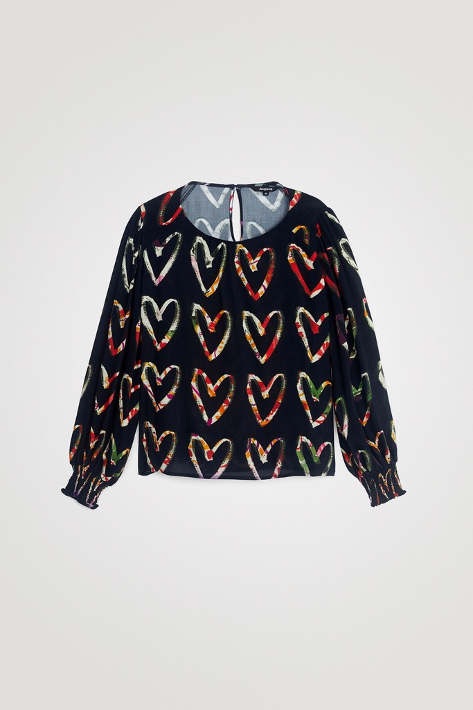 Blusa loose crepe corazones