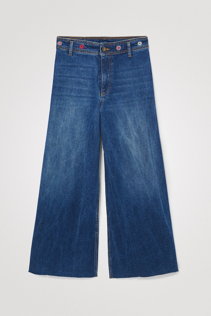 Pantalón vaquero tobillero pata ancha