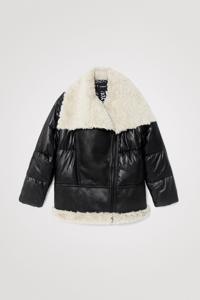 Chaqueta biker oversize acolchada borreguito