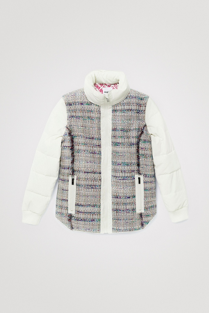 Chaqueta corta acolchada bimateria