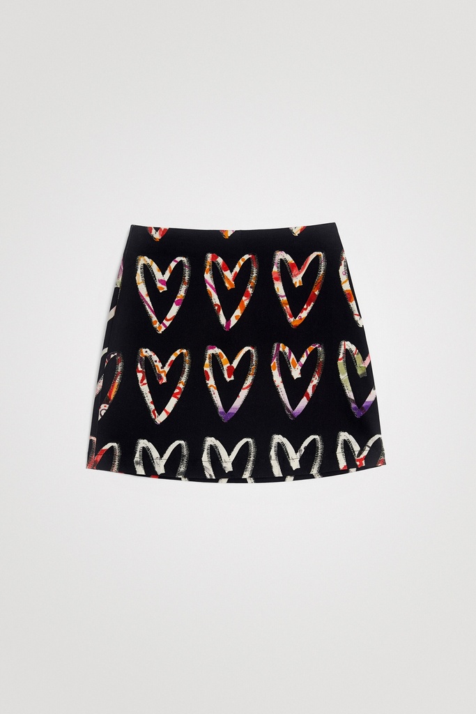 Minifalda algodón estampado corazones