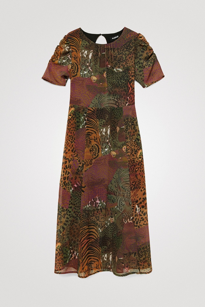 Vestido midi manga corta