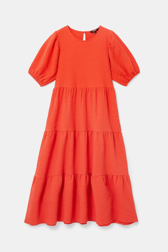 Vestido liso texturizado midi
